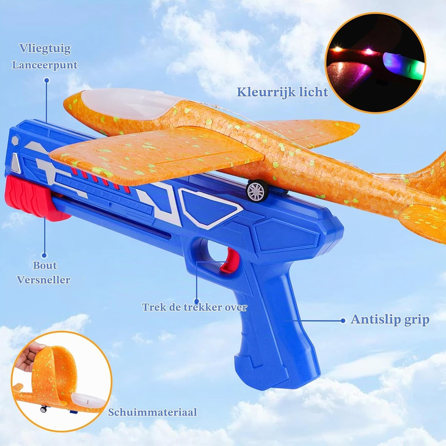 Detalle 1 de Zero-G Roadster 888-1 Roadster Avion vliegtuig met startpistool van schuim