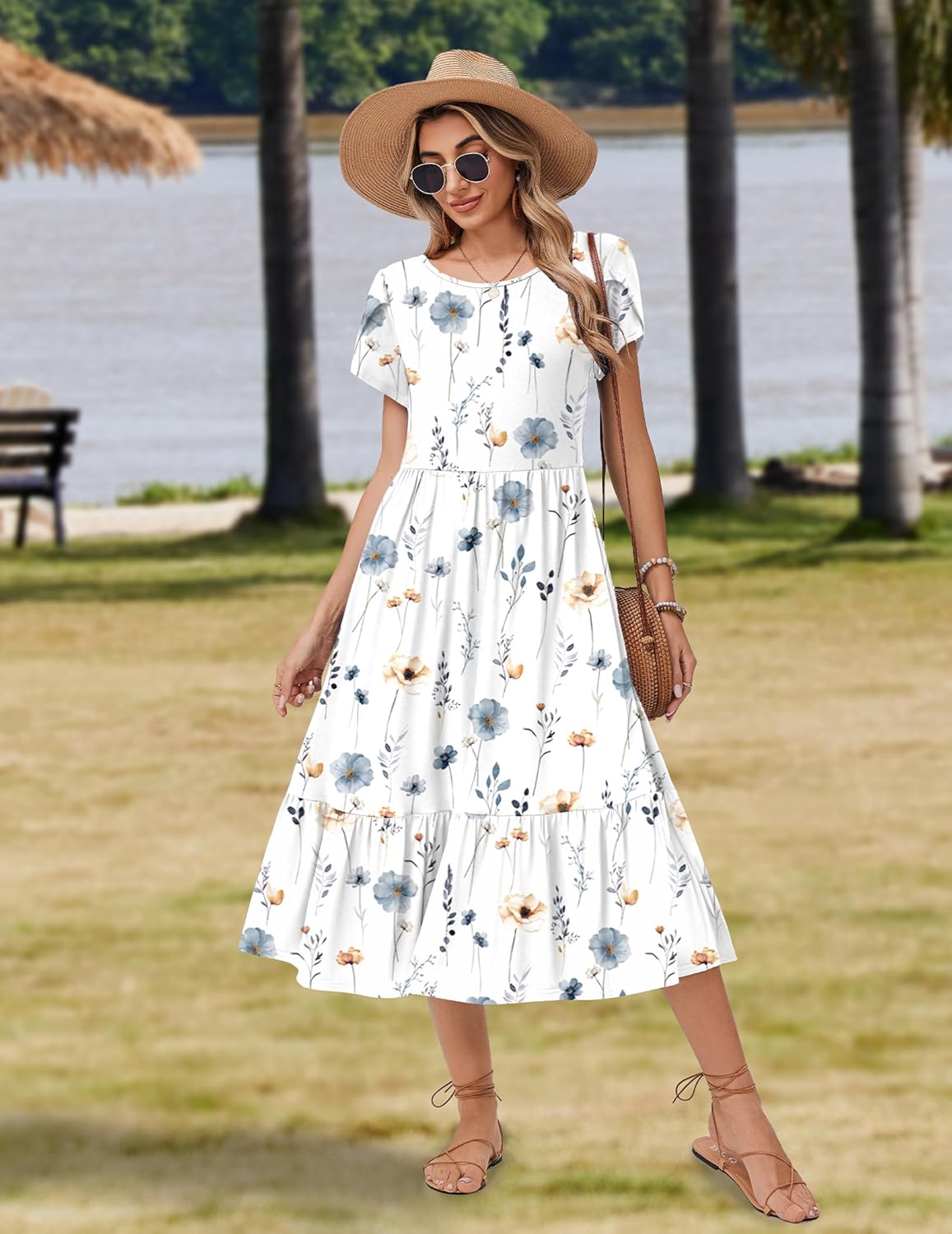 Thumbnail 2 de Zeagoo Women Summer Midi A-Line Dress with Pockets — Flowy Tiered Sundress for Vacation