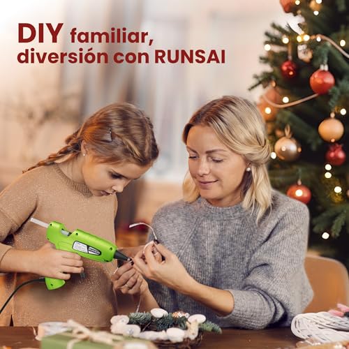 Detalle de RUNSAI Pistola de Silicona Caliente Antigoteo 30W con 30 Varillas de 7 mm — Precisión y Seguridad para Manualidades y Bricolaje
