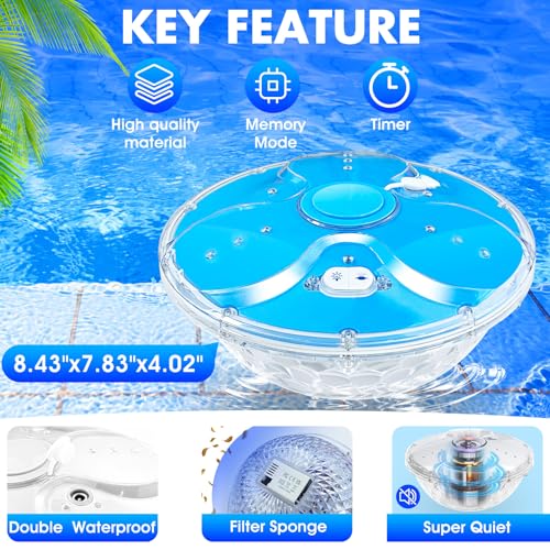 Detalle de DeeprBling Fuente Flotante para Piscina con Luces Subacuáticas, Ancla y Control Remoto