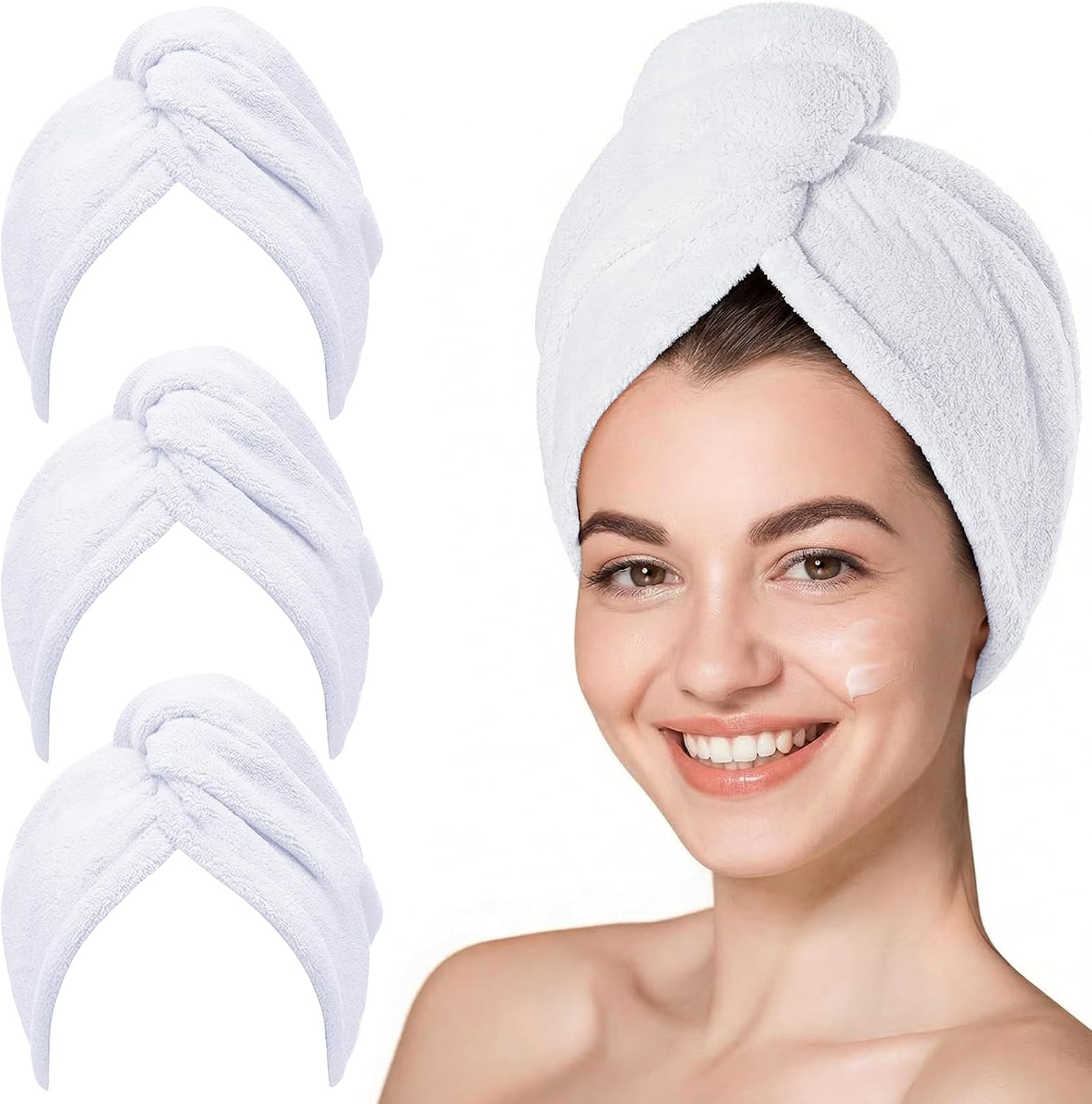 Detalle de KU GFM-3-rong microvezel haarturban, 3 stuks met knoop en lus