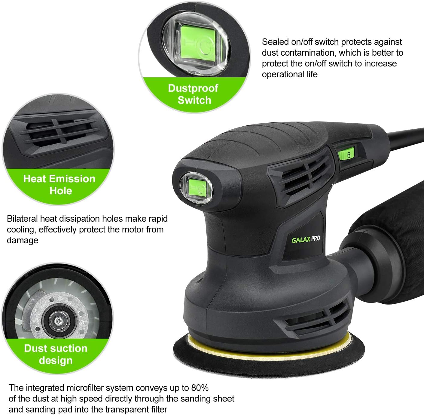 Detalle 2 de GALAX PRO Orbital Sander 280W
