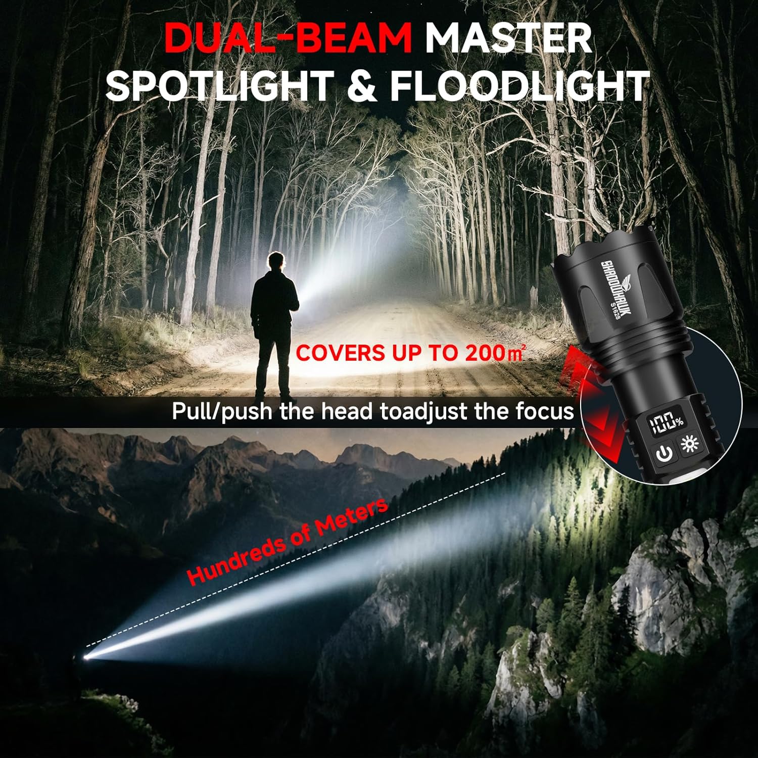 Detalle 2 de Shadowhawk Rechargeable Torch LED 200m COB