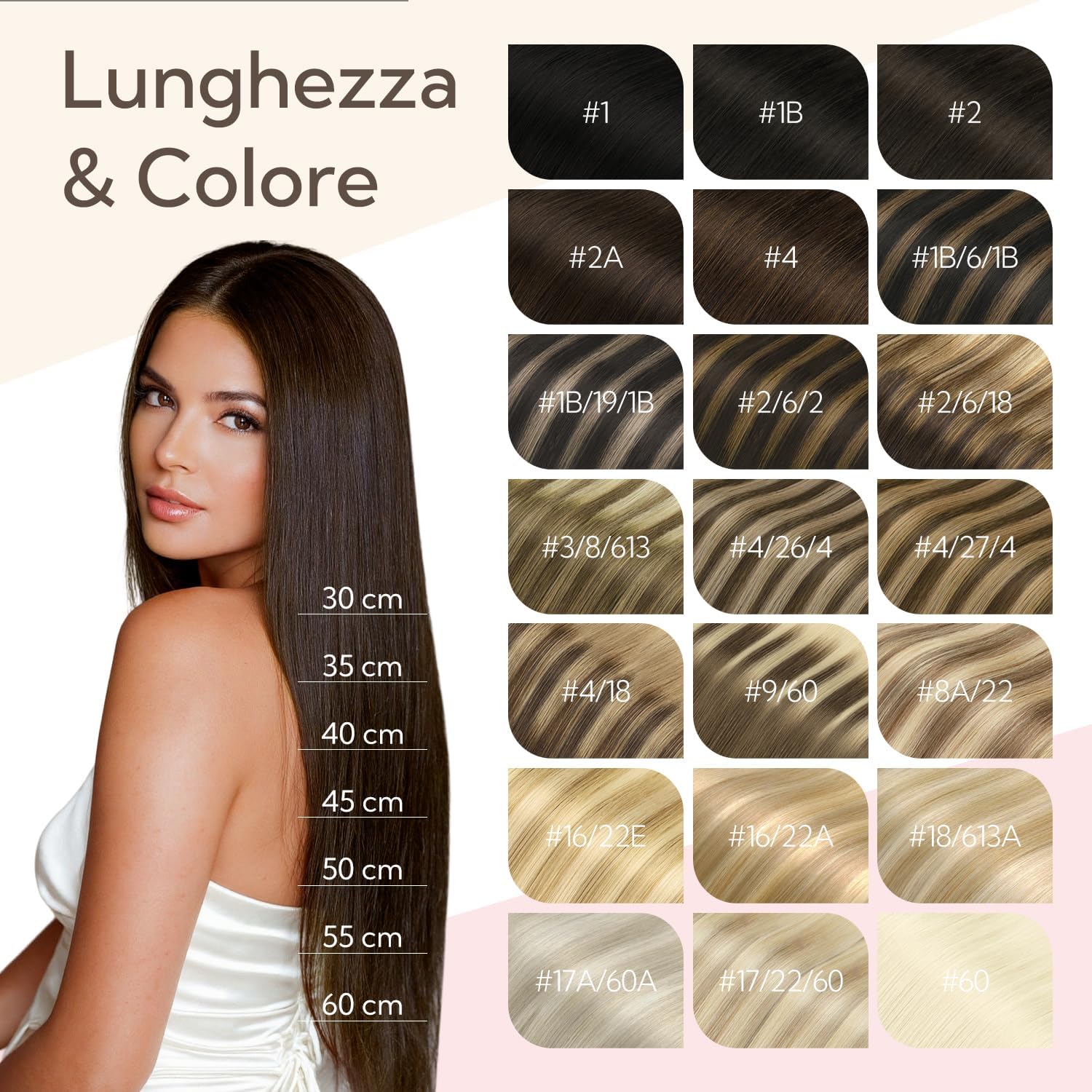 Thumbnail 6 de HOTBANANA Extension Capelli Veri Clip Castano Scuro fino a Castano e Biondo Sporco Evidenziato, 35 cm (7 pz, 120 g)