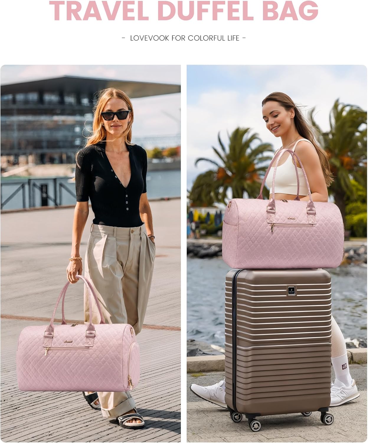 Thumbnail 5 de LOVEVOOK Sporttasche Damen Weekender mit Nassfach, Schuhfach & Handgepäck-Funktionen (rosa)