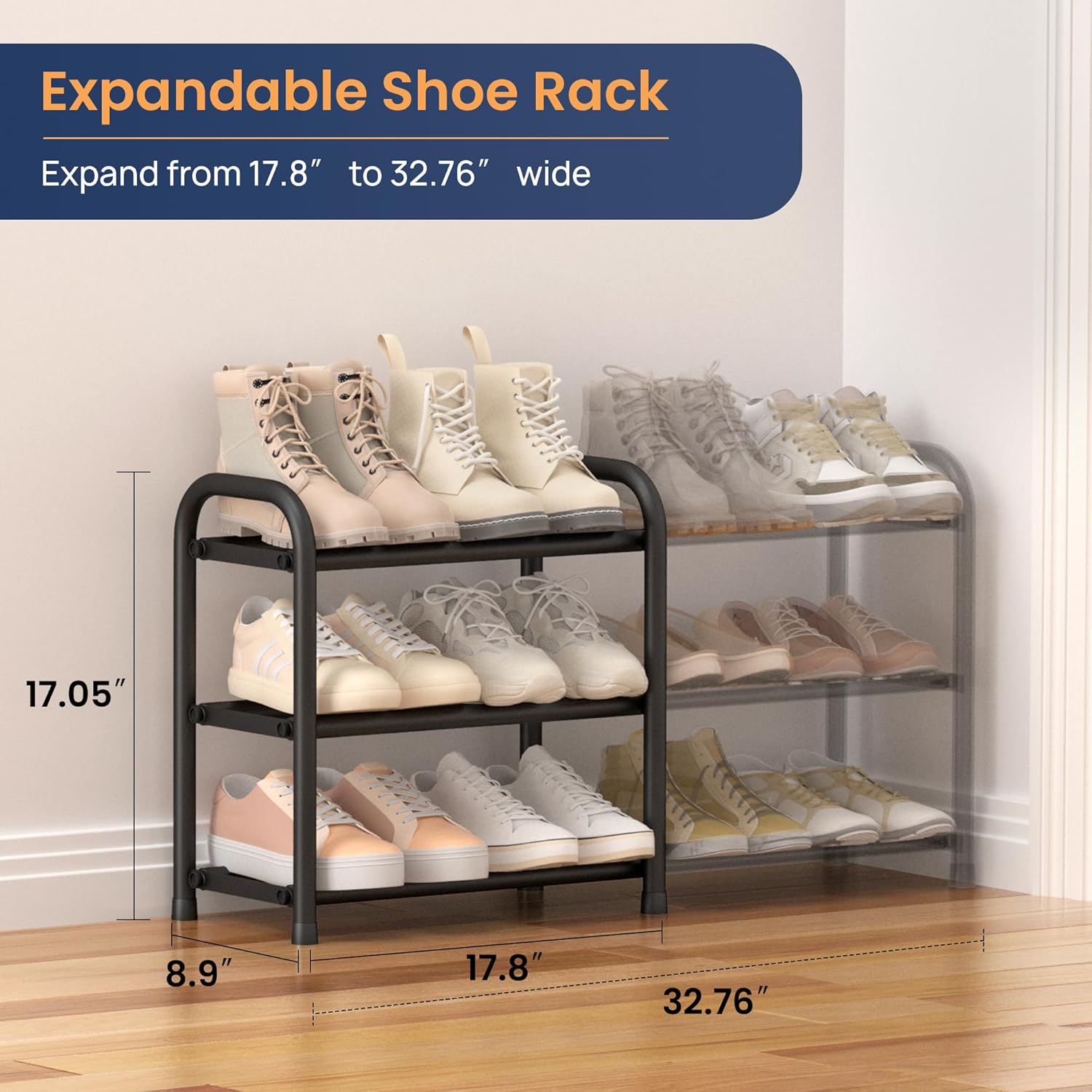 Detalle 2 de ENJOYBASICS Expandable Shoe Rack 3-Tier