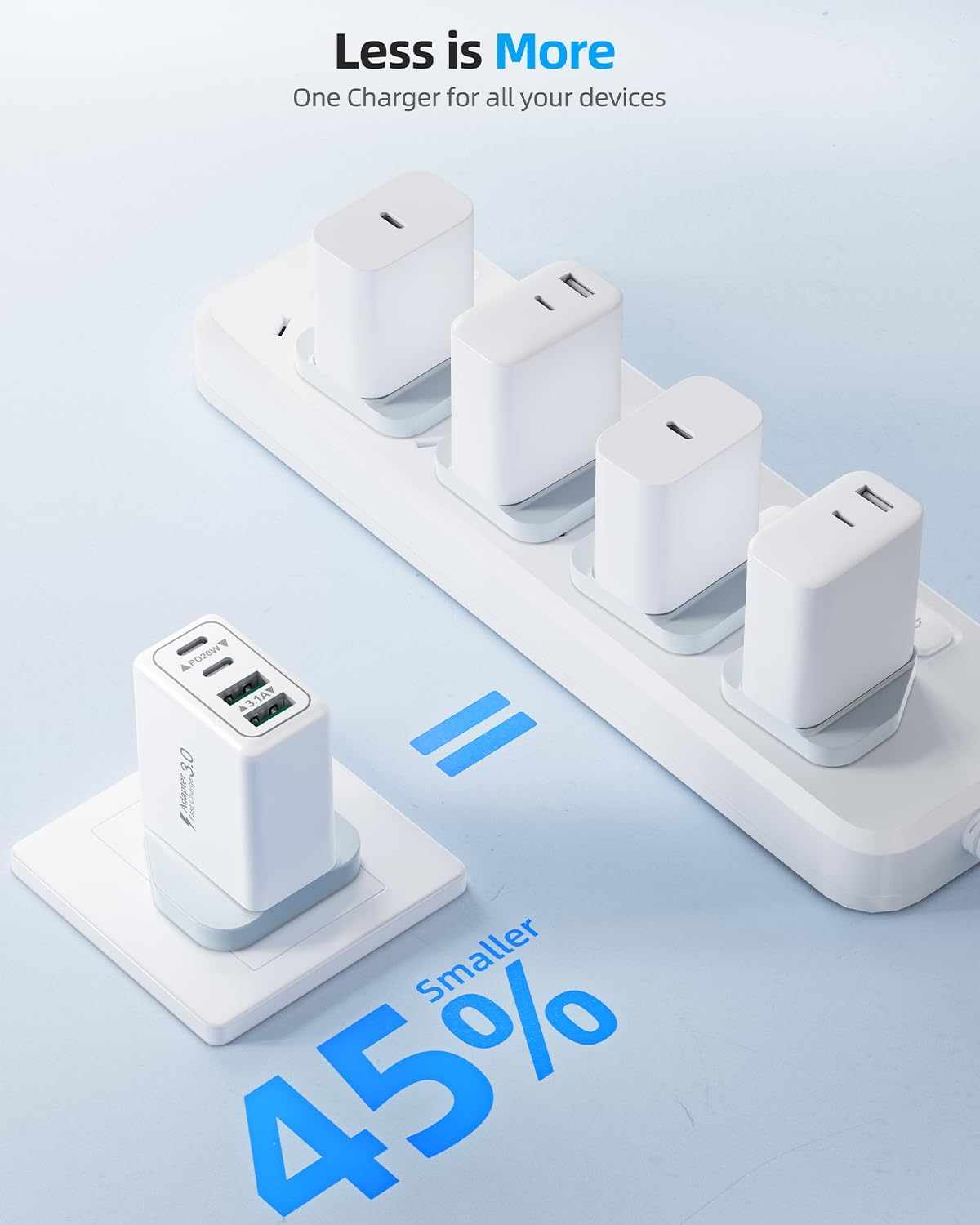Thumbnail 4 de 40W 4-Port USB C Fast Charger Plug UK