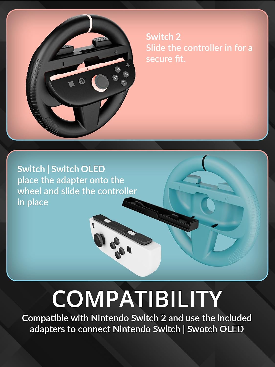 Detalle de Orzly Racing Steering Wheels Party Pack (4 Joy-Con attachments) for Switch 2 (2025)