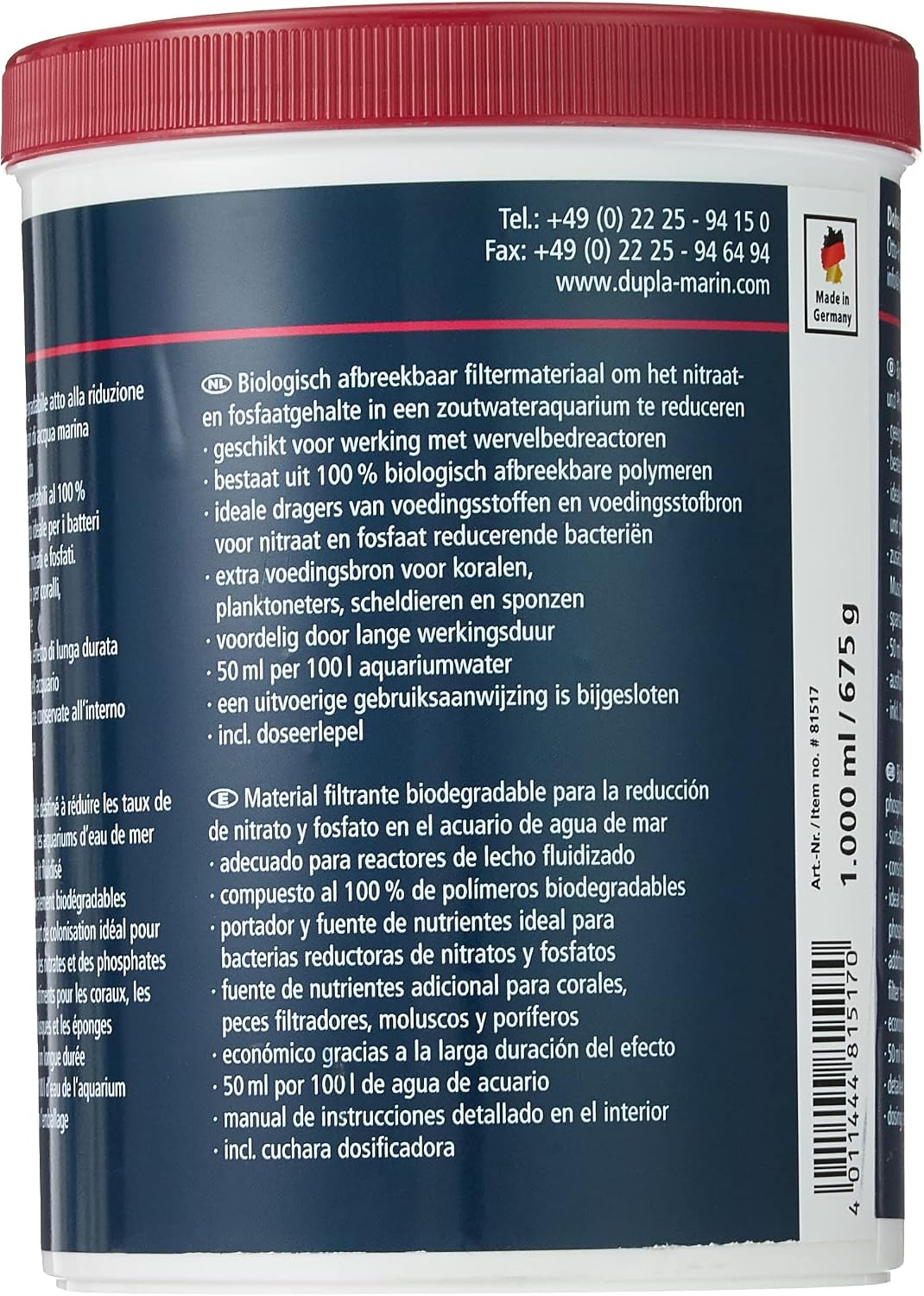 Detalle de Dupla Marin 81517 Biopellets NP do akwarium morskiego, 1000 ml, 675 g