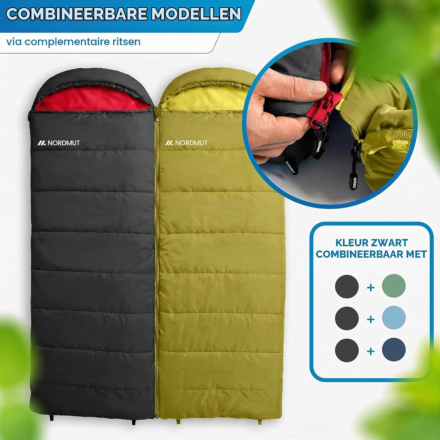 Thumbnail 5 de NORDMUT deken-slaapzak voor volwassenen, 3-seizoenen, 250 GSM en YKK-rits