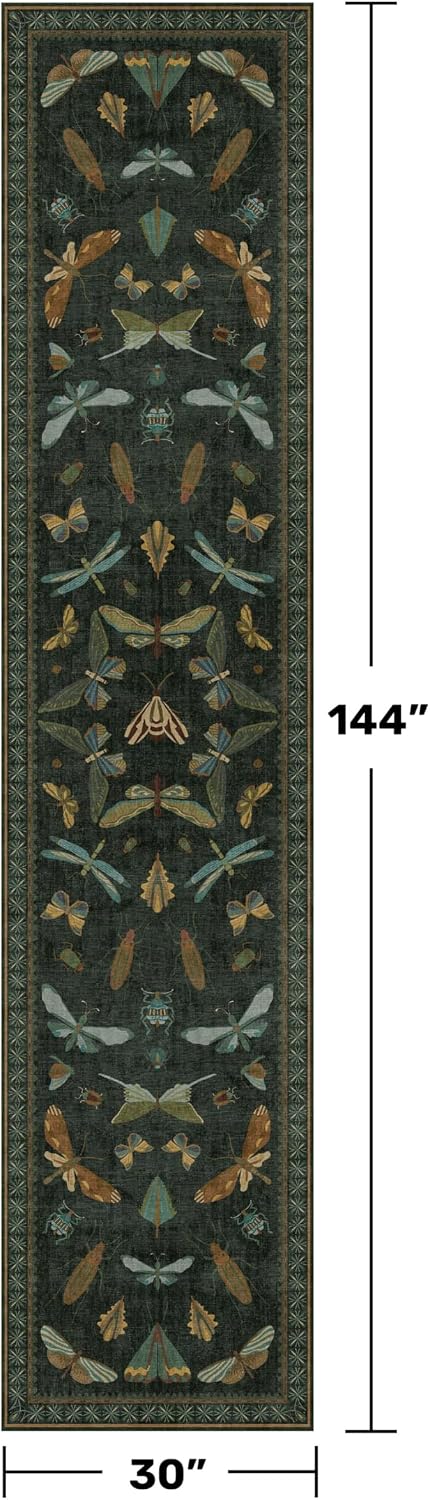 Detalle 2 de Hazo Haus RUG 006 Dark Green 2'6" x 12' Runner Rug, Washable Low Pile