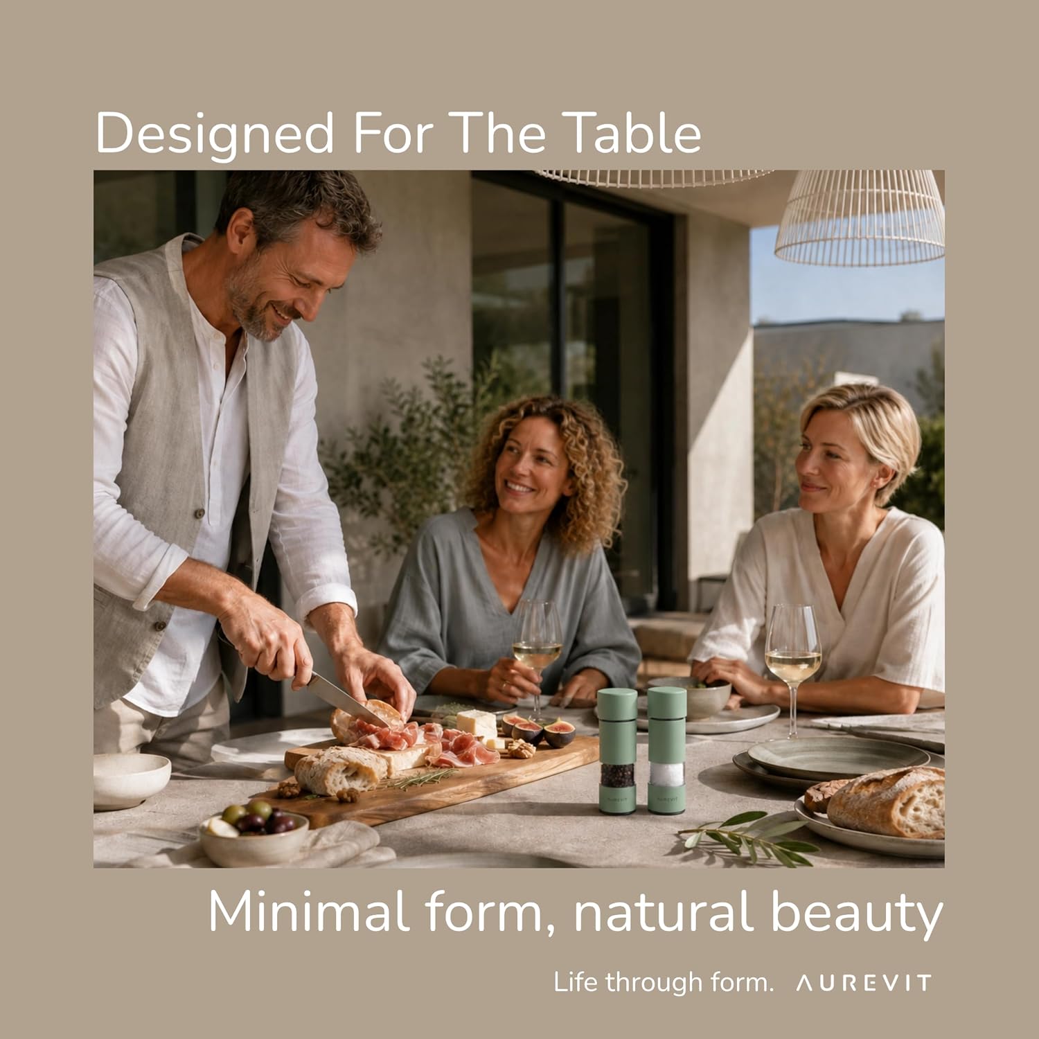 Detalle 1 de Aurevit PM605 Salt and Pepper Grinder Set, Manual and Adjustable, Black & White