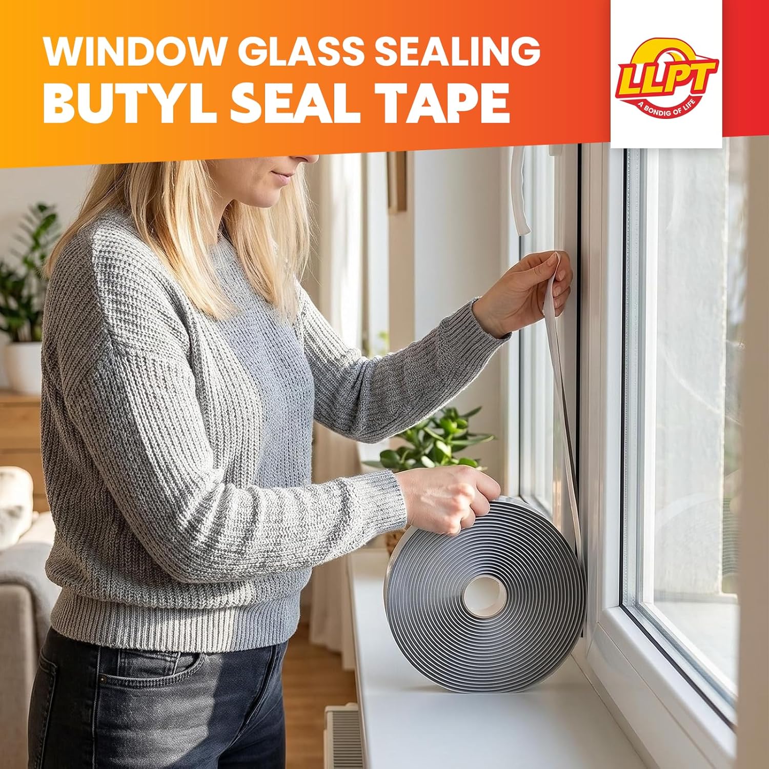Detalle 2 de LLPT Butyl Seal Putty Tape (1 Pack, Black) – Water Tight Butyl Tape for RV Window, Boat & EPDM Roof Repairs