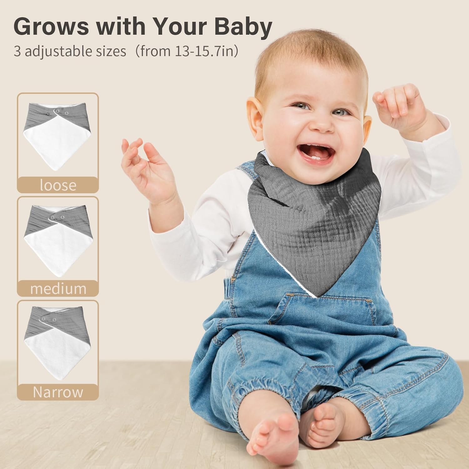 Thumbnail 4 de NISXABEBE 6er-Set Baby-Lätzchen aus Musselin mit verstellbaren Druckknöpfen – für Junge und Mädchen