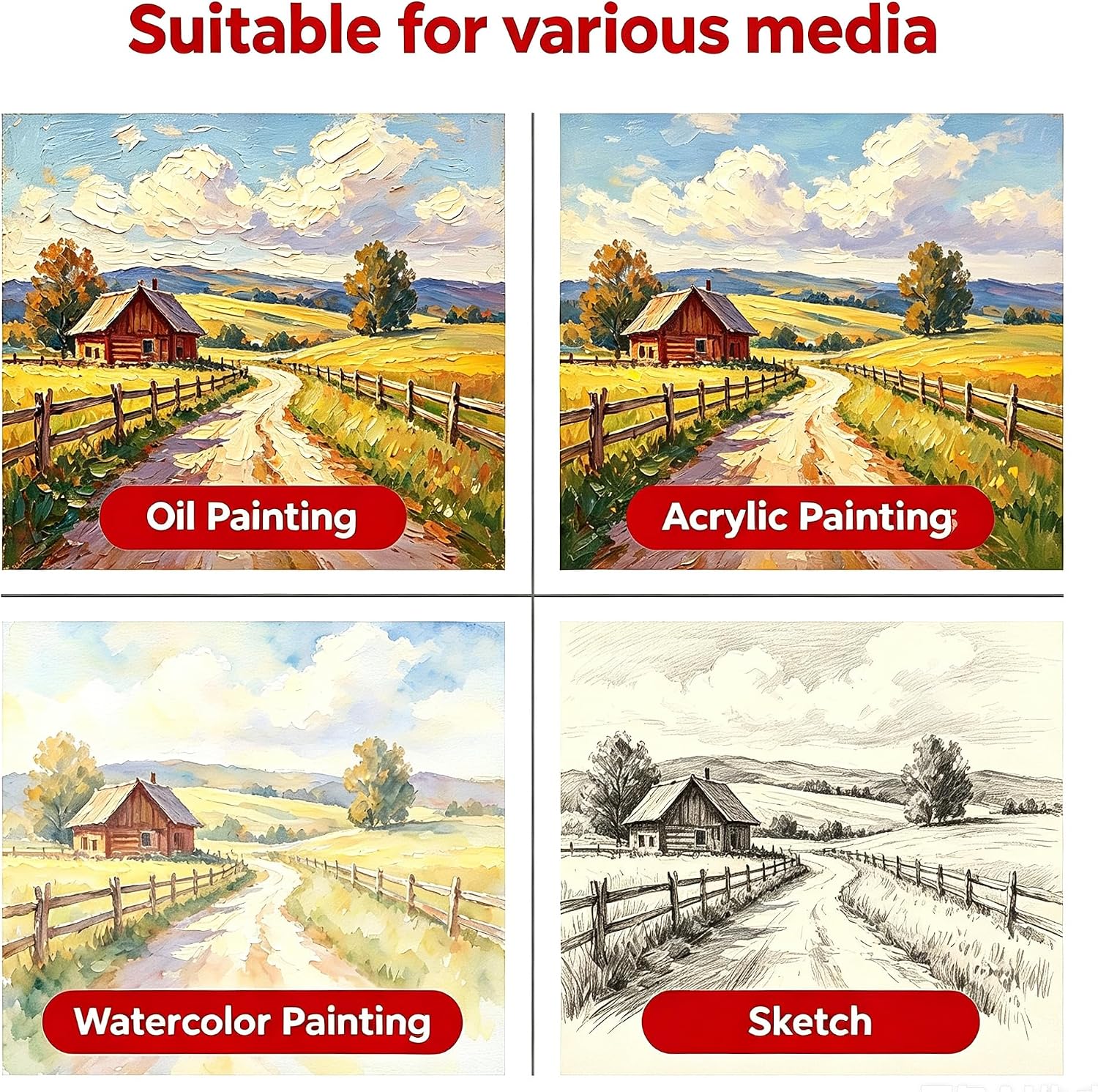 Thumbnail 4 de Ordfingo Stretched Canvas for Painting 30x40CM & 40x60CM – 6 Pack, Triple Primed, 280GSM, Acid Free