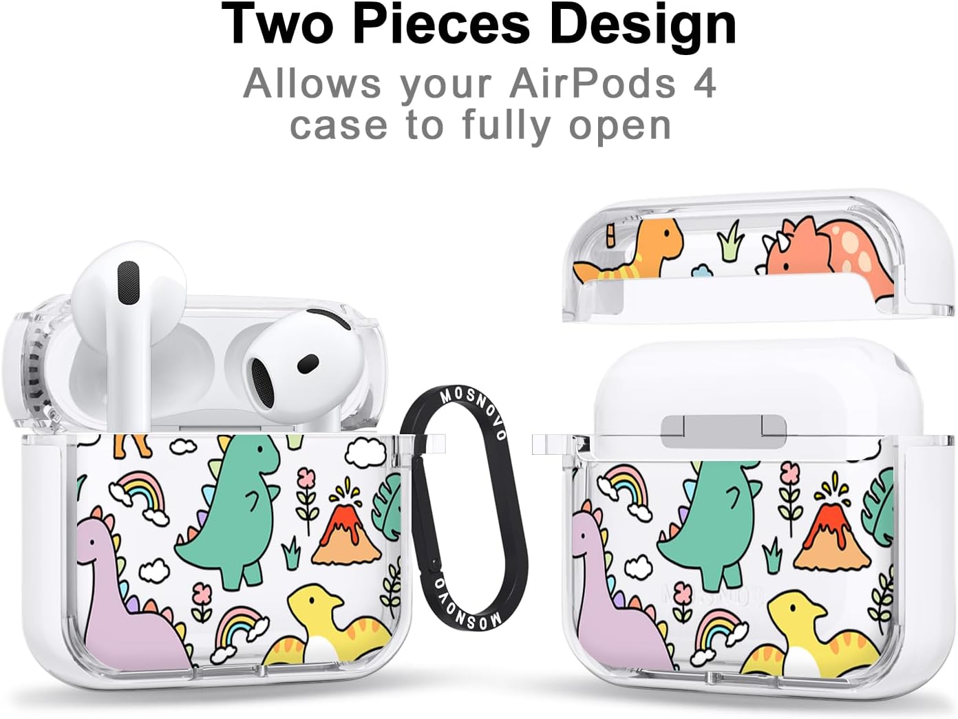 Thumbnail 1 de MOSNOVO Case for AirPods 4: Protective Clear Case with Dual-Layer Shockproof Design and Luxe Metal Ring
