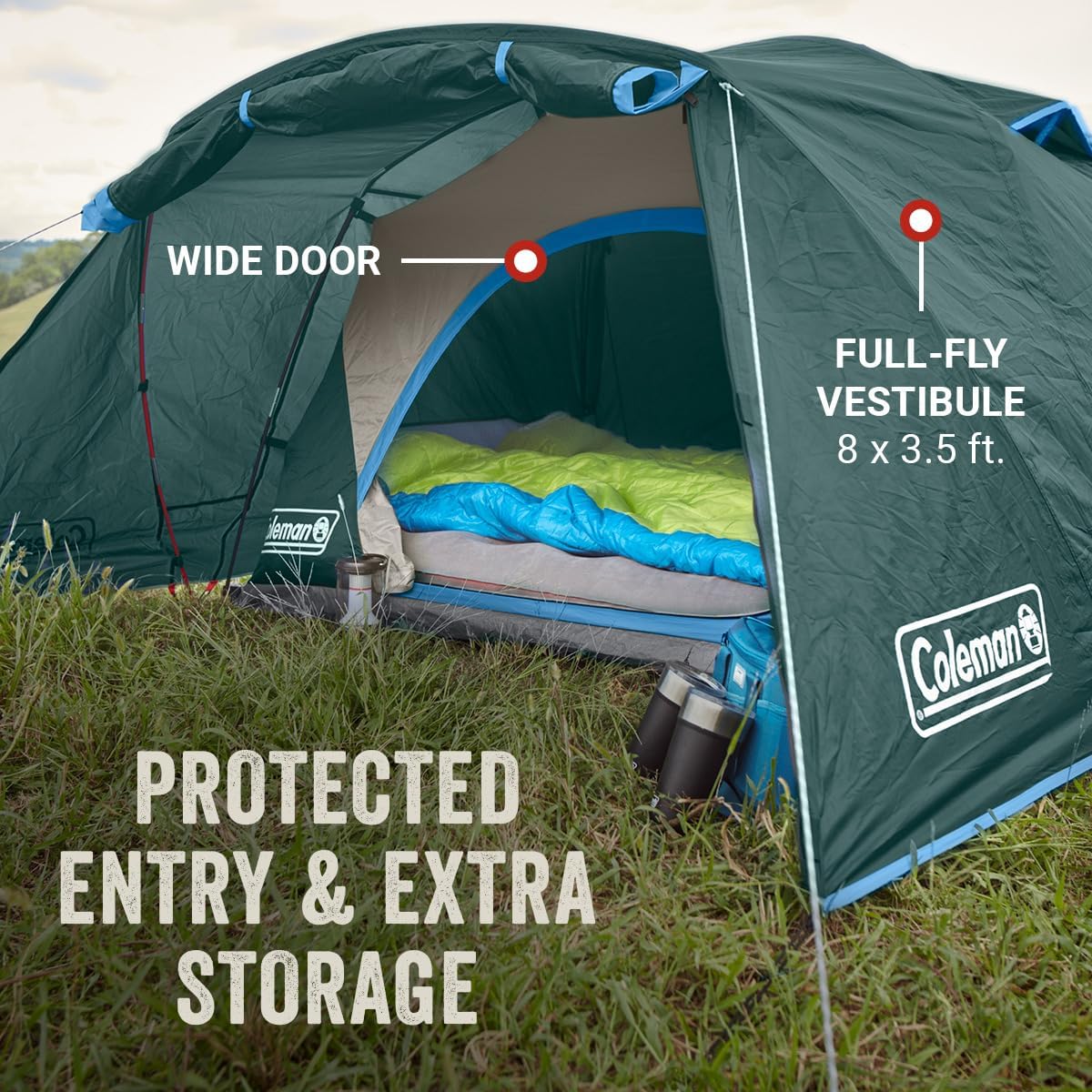 Detalle de Coleman Skydome 4-Person Tent with Full-Fly Vestibule and Under-5-Minute Setup