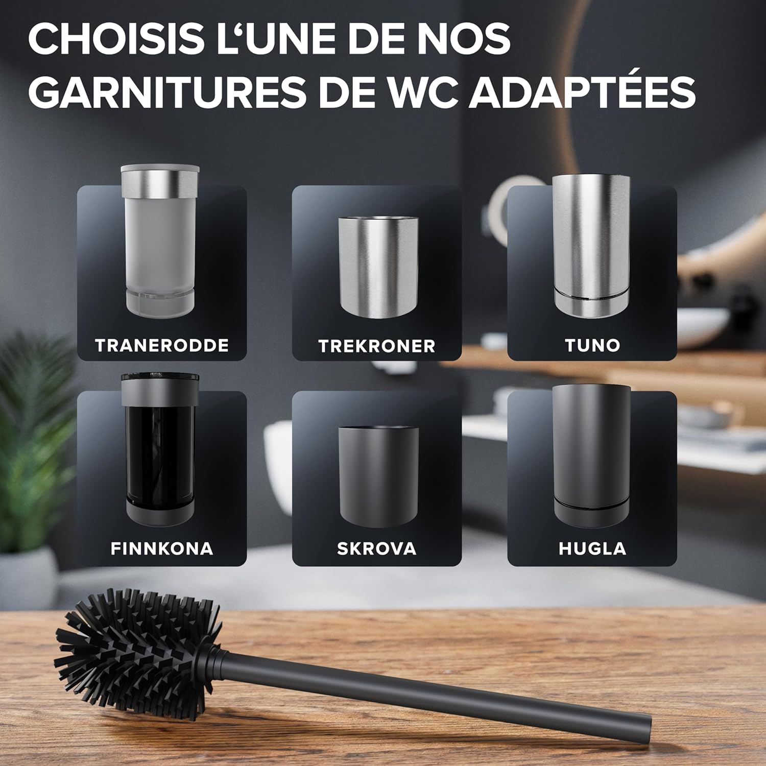 Thumbnail 6 de Lot de 2 brosses de Rechange Vesborg – Manche INOX et tête silicone noire