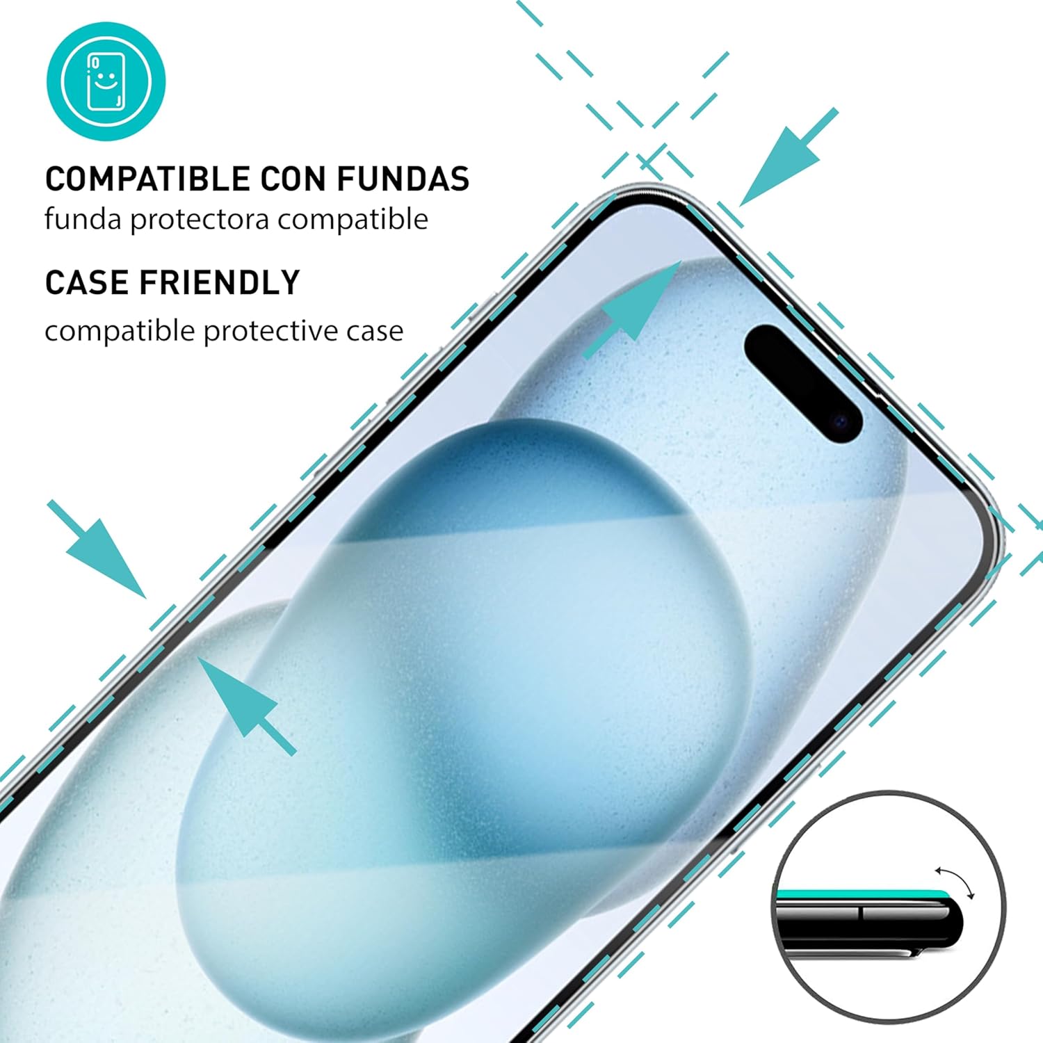 Detalle 2 de smartect Cristal templado para iPhone 15 Plus 9H