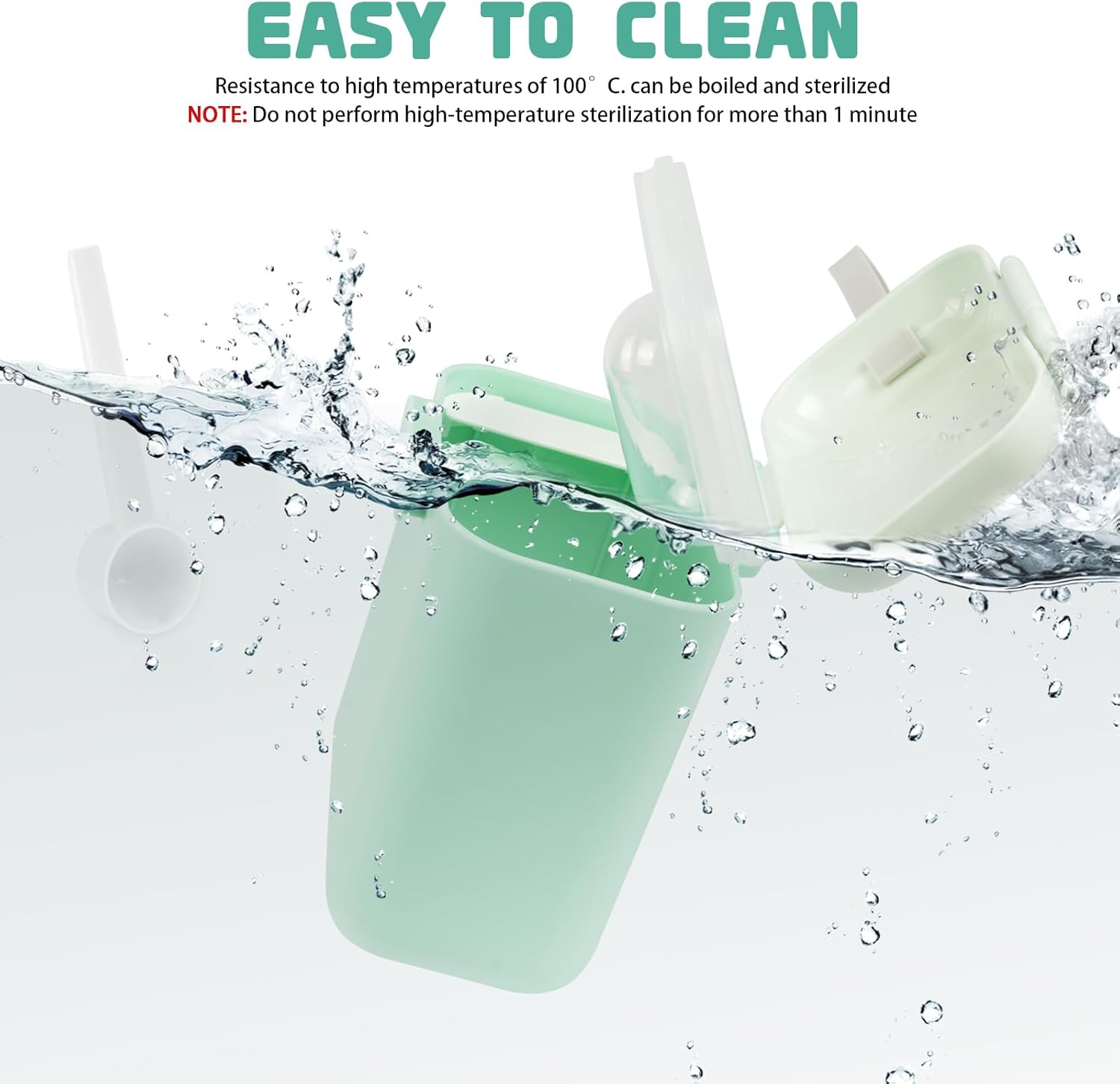 Detalle de Aolso Milk Powder Dispenser 800ml pot with sealed silicone ring cover and 5g spoon (green)