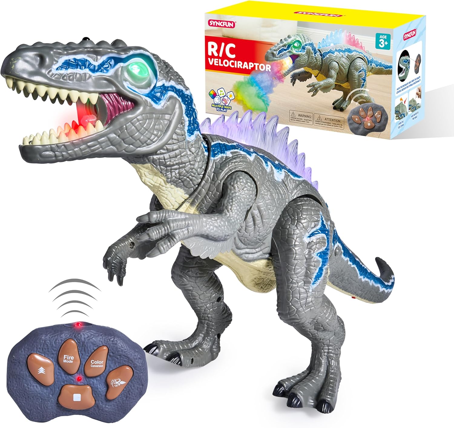 Detalle de SYNCFUN Remote Control Dinosaur Toy with LED Lights and Roaring Sound