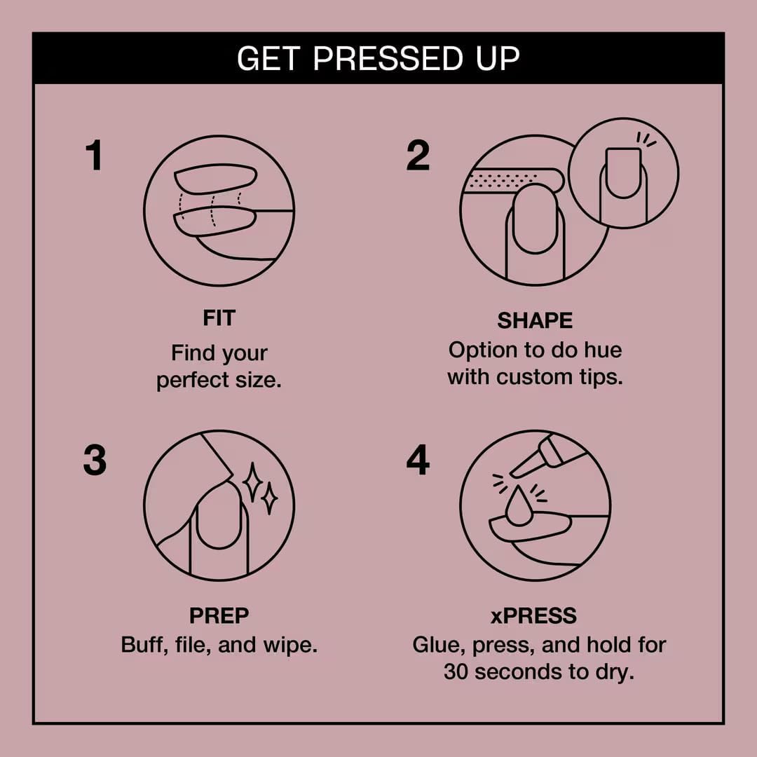 Thumbnail 3 de OPI xPRESS/ON Press On Nails – French Tip & Pattern Designs (Long & Short, Round & Oval) with Nail Glue