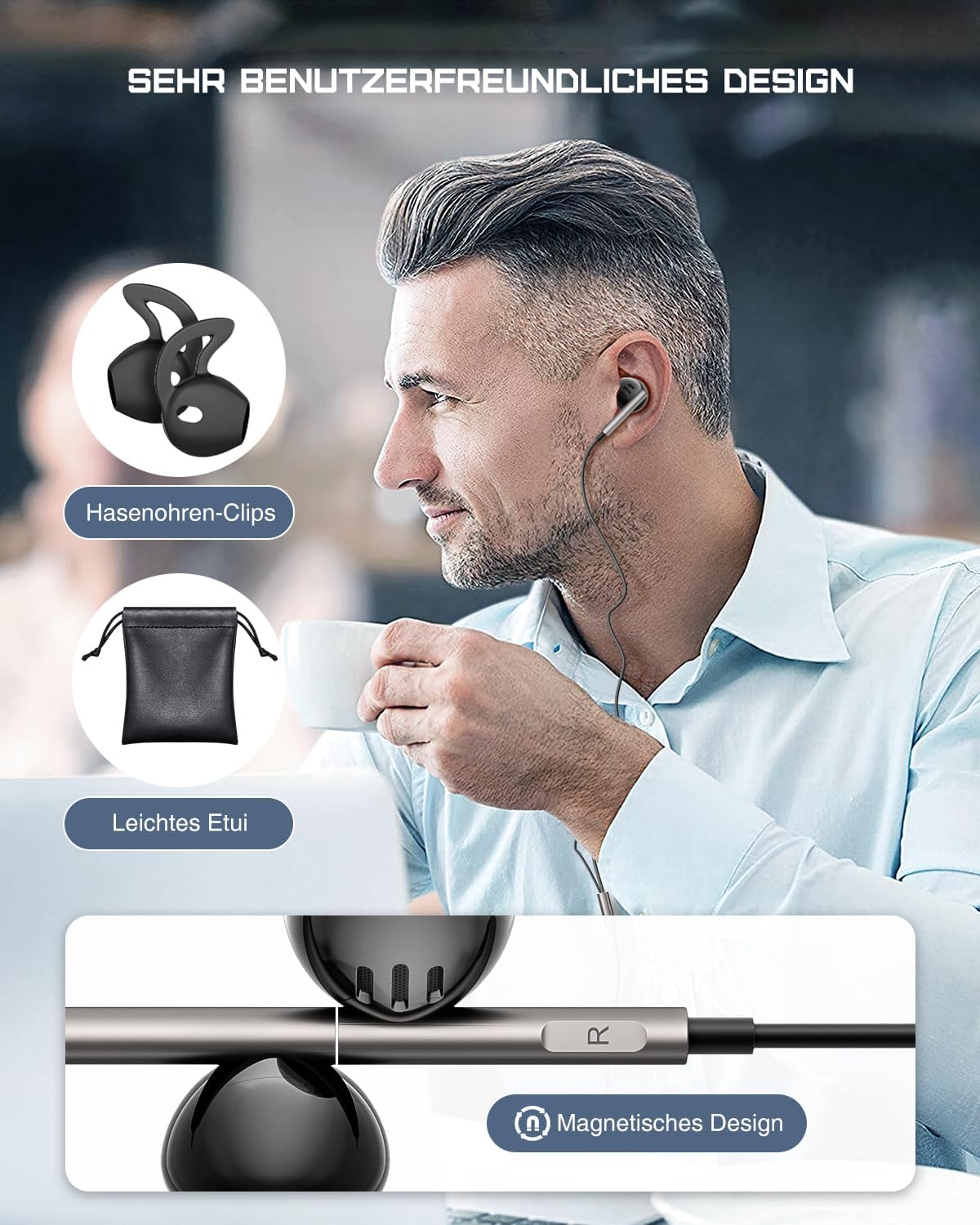 Detalle de Kopfhörer USB‑C für Samsung & Co. – Hi‑Fi Stereo, Mikrofon, DAC‑Chip