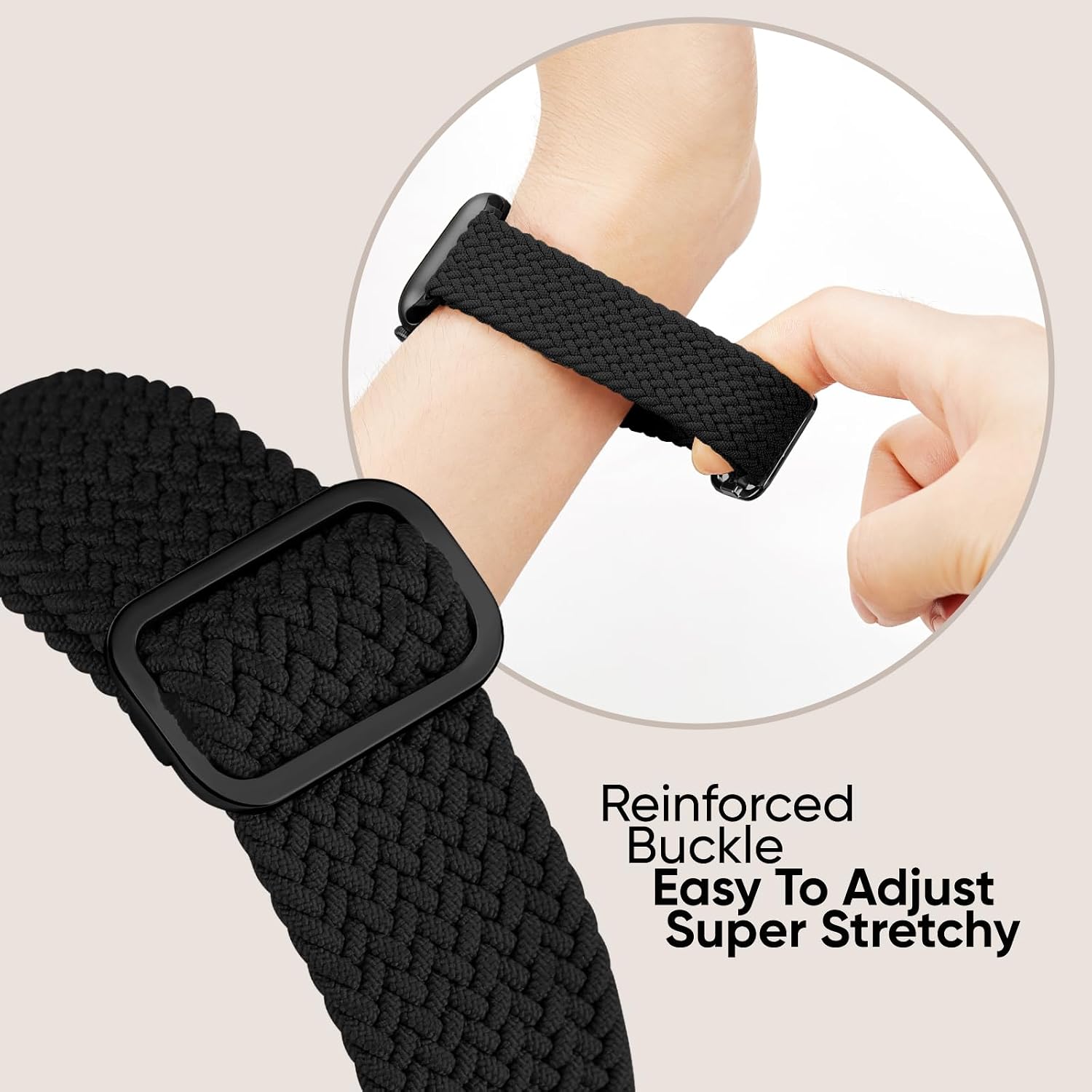 Detalle de Raradev 5-Pack Braided Elastic Sport Loop Bands for Apple Watch (Women) — 40/41/38/42/44/45/46/49mm Compatible