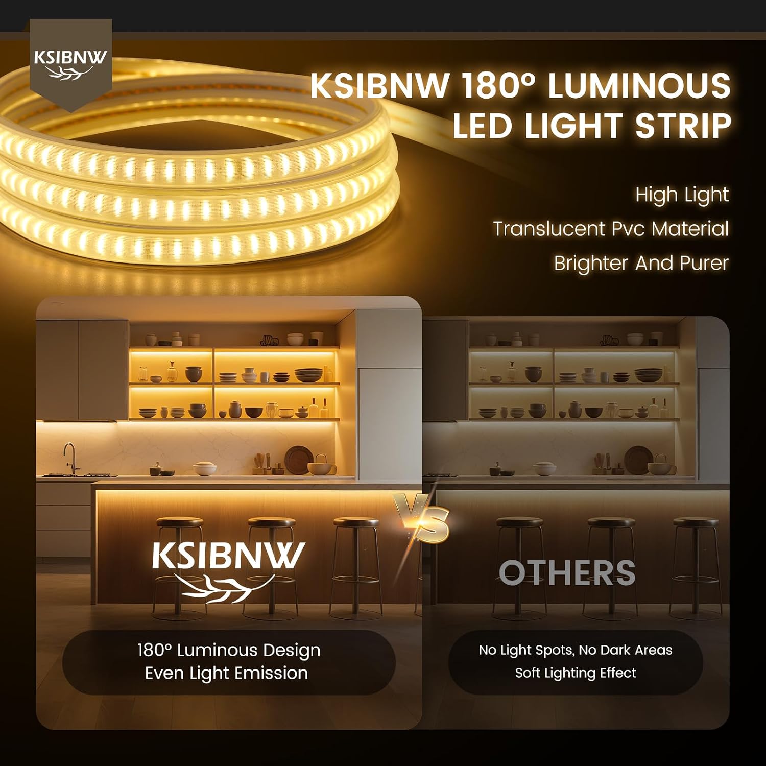 Detalle de KSIBNW 10M LED Strip Light – Waterproof Outdoor Neon Rope Light, 220–240V, Cool White