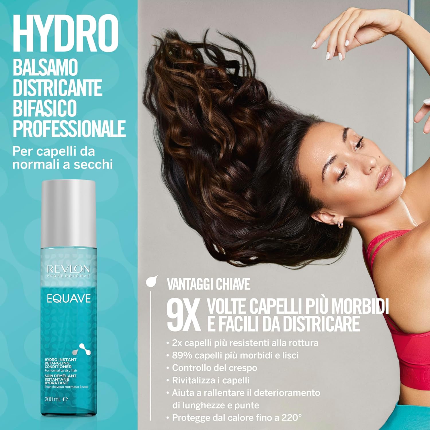 Detalle de Revlon Professional Equave Hydro Bi-Phase Detangling Conditioner – Balsamo senza Risciacquo per Capelli Normali/Secchi 200 ml