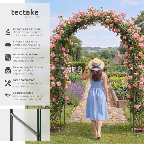 Detalle de TecTake Arco giardino in ferro per rampicanti - supporto robusto per rose e altri rampicanti