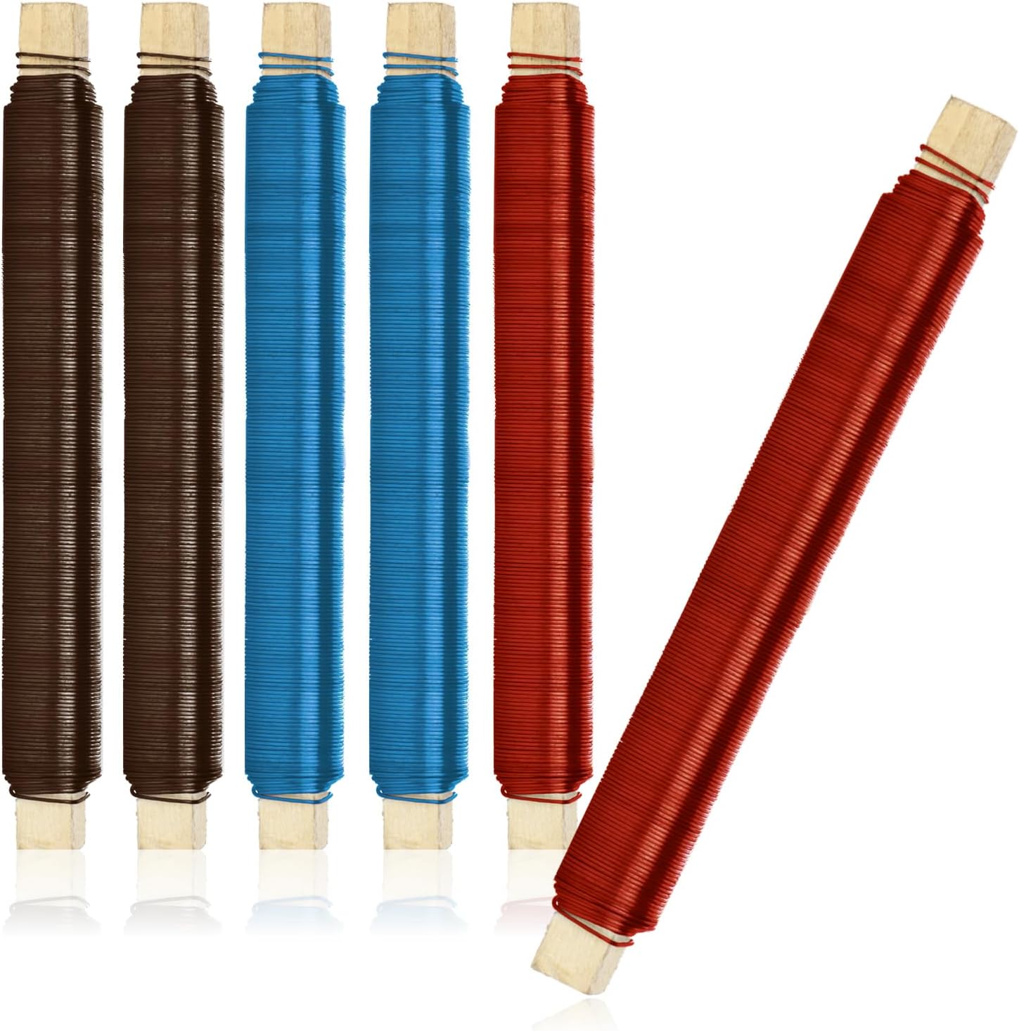 Detalle de com-four 10x Blumenwickeldraht-Set (geglüht), Bindedraht auf Holzstab gewickelt, 0,65 mm, 1000 g