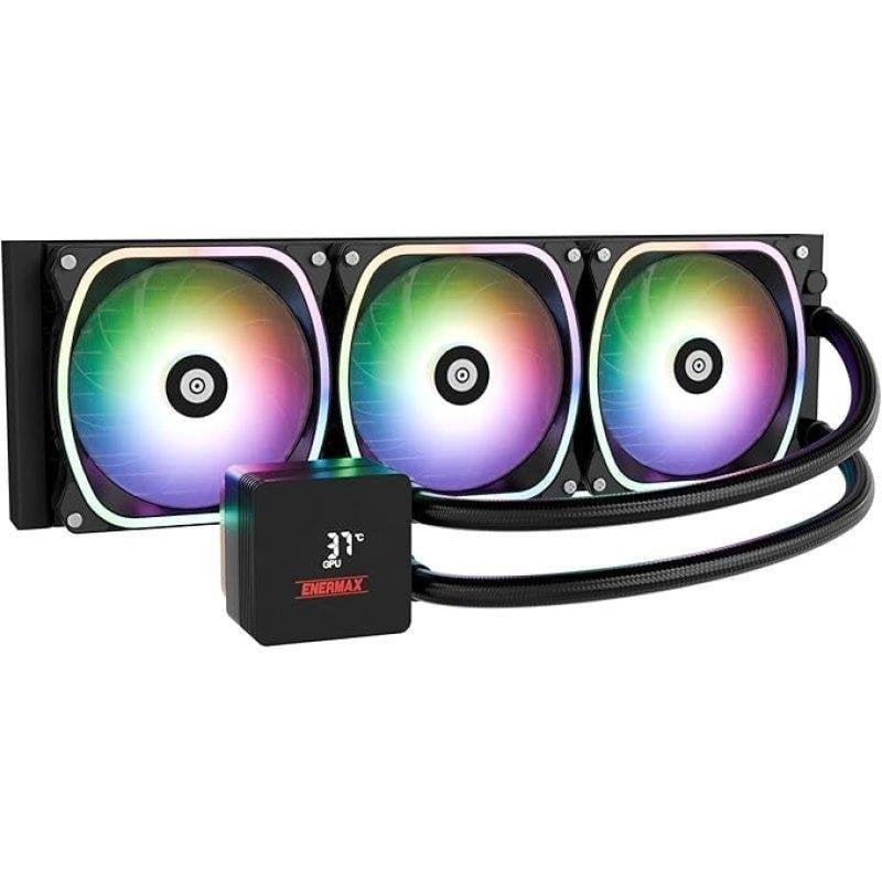 Detalle 2 de Enermax Aquafusion II 360 mm: Refrigeración líquida AIO con 3 ventiladores ARGB y display app