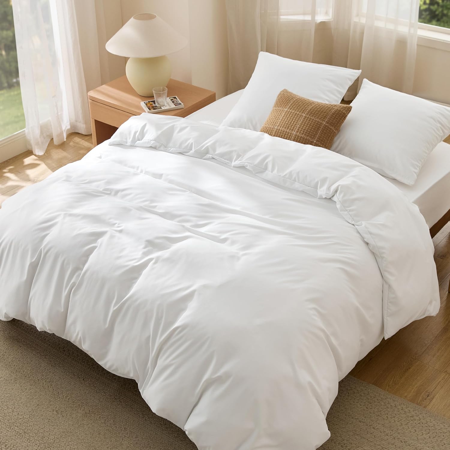 Detalle de Bedsure Parure housse de couette 260x240 cm en microfibre polyester certifiée Oeko-TEX (blanc) + 2 taies 65x65 cm