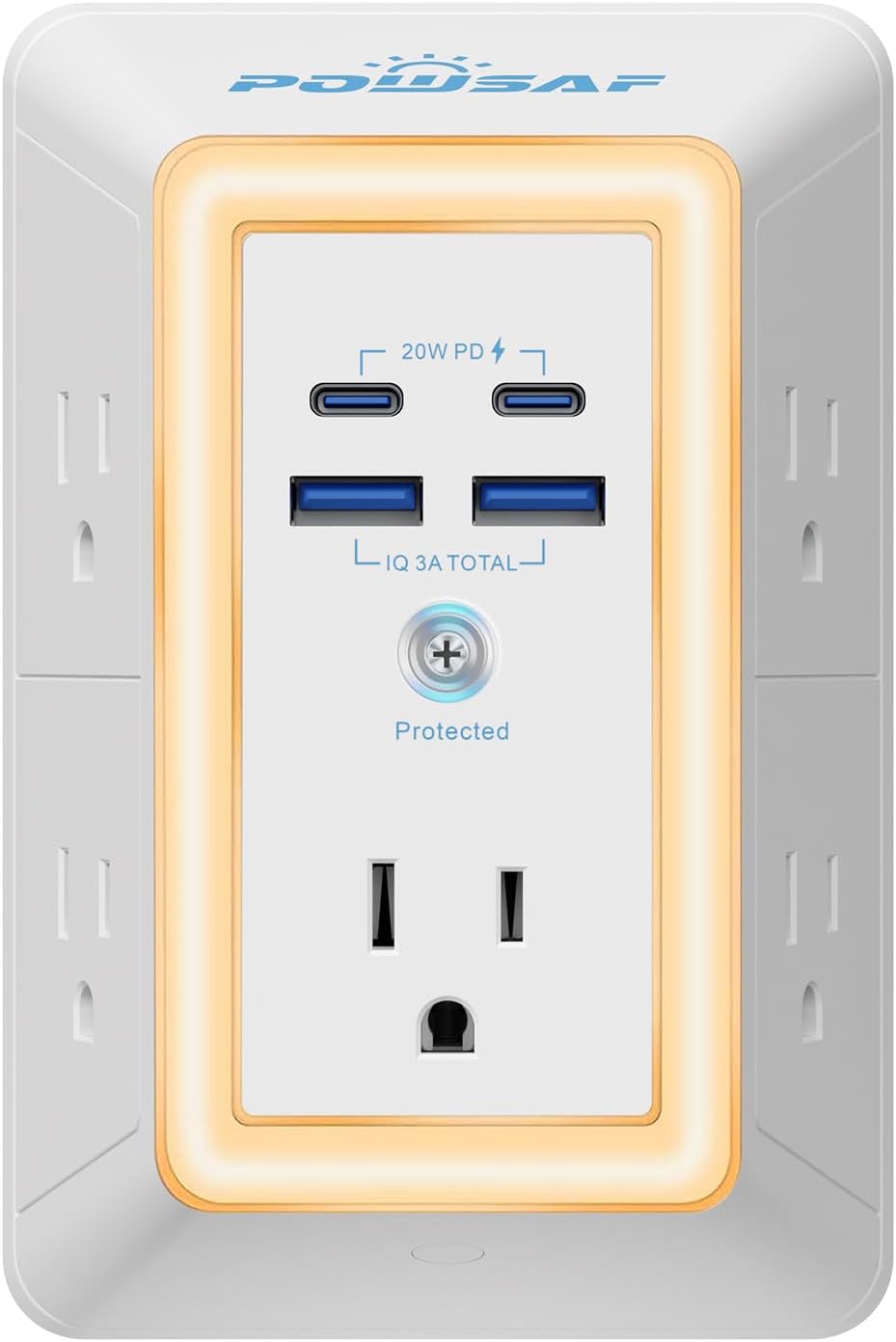 Detalle de POWSAF Wall Outlet Surge Protector with 5 Outlets