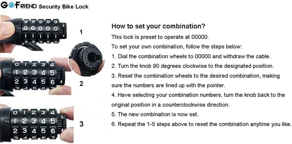 Thumbnail 6 de GoFriend Bicycle Lock with 5-Digit Combination Coiling Cable (1.2m x 12mm) – High security for outdoors