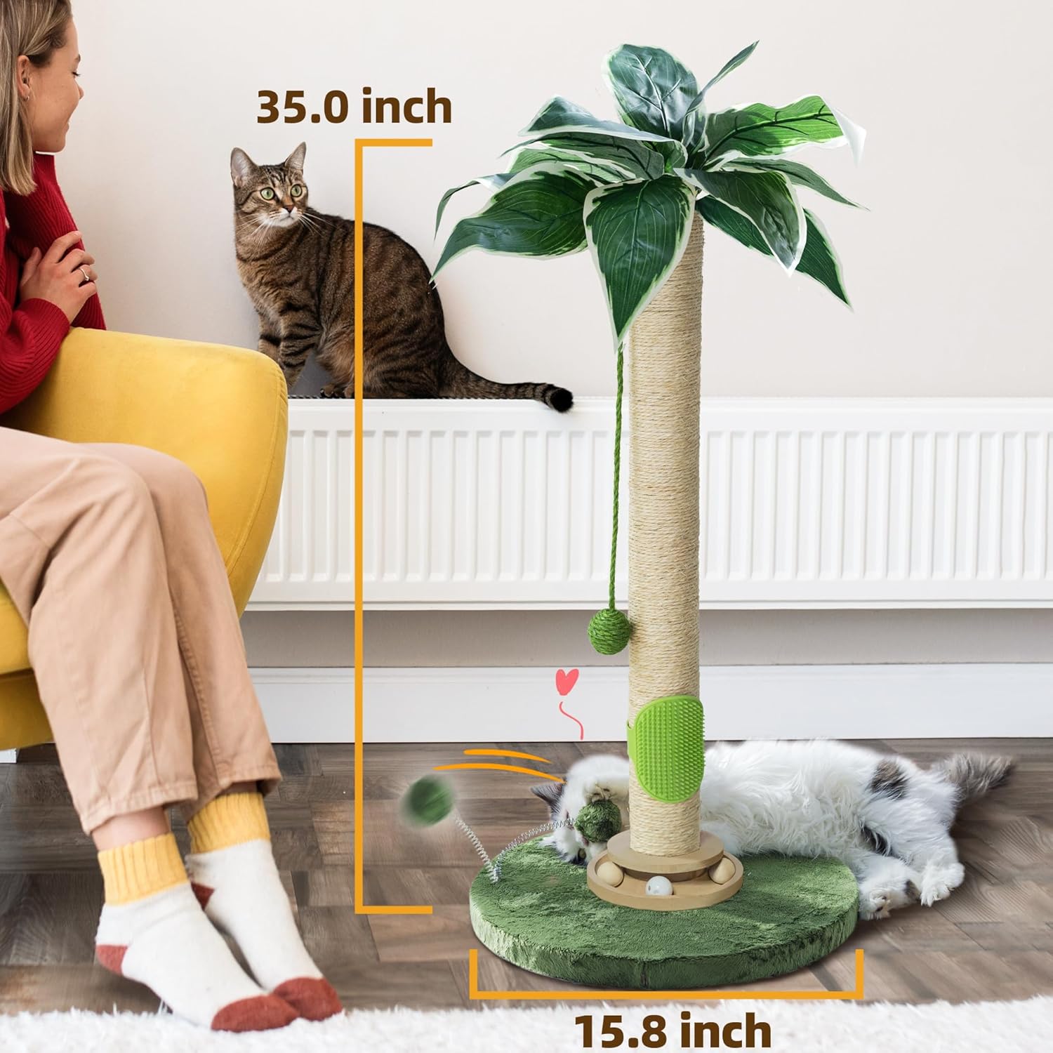 Detalle 2 de Fantasreen 84cm Cat Scratching Post: Tall, Sturdy Scratch & Self-Groomer