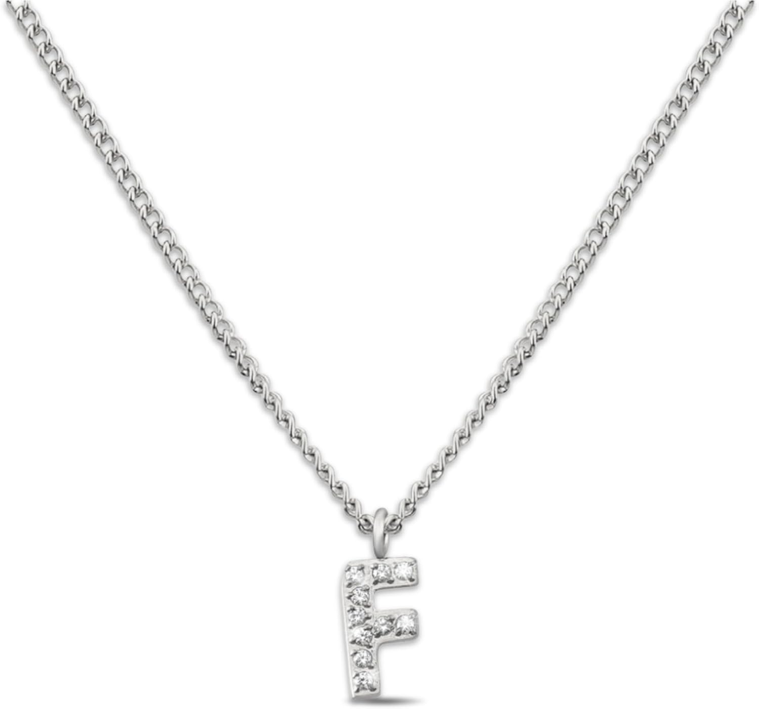Detalle de GD GOOD.designs Buchstabenkette in Silber (316L Edelstahl) mit Zirkonia für Damen