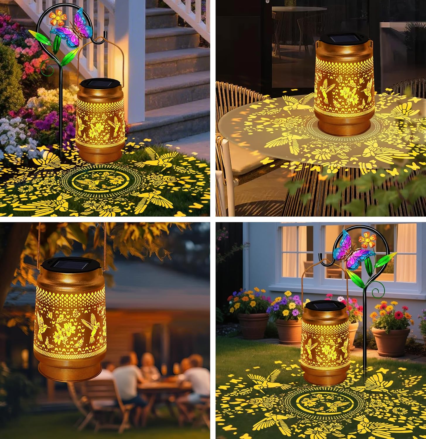 Thumbnail 4 de Yeuago Hummingbird Solar Lantern with Butterfly Shepherd Hook – Outdoor LED Garden Decor