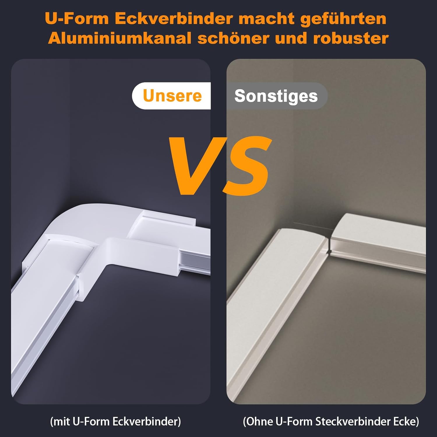 Thumbnail 5 de Chesbung LED-Profil U-Form für LED-Streifen (milchig weißes Diffusorlicht), 6×1 m Aluminium-Kanal mit Clips & 45°-Eckverbindern