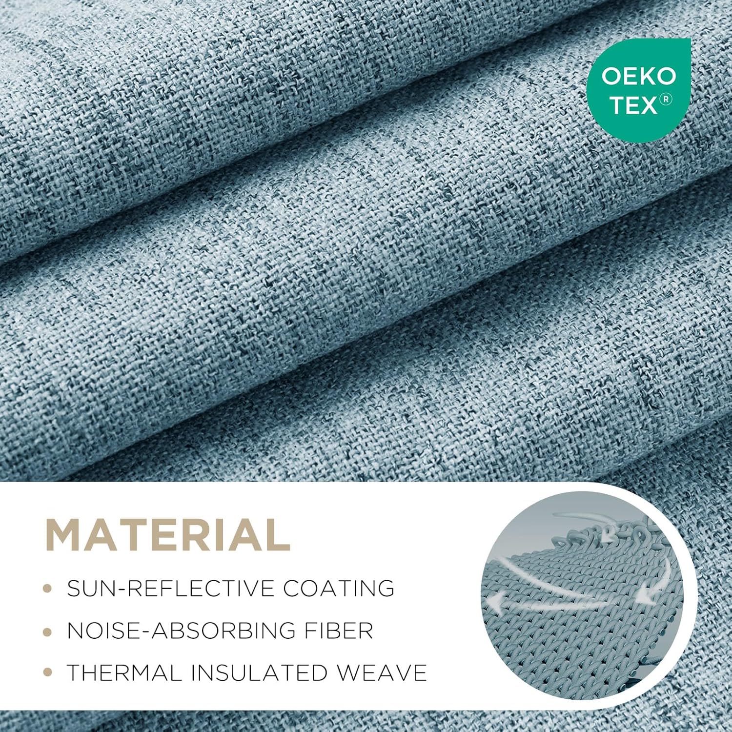 Thumbnail 1 de Joydeco Blackout Thermal Lined Curtains 66x90 Inch, 2 Panels with Back Tabs & Rod Pocket