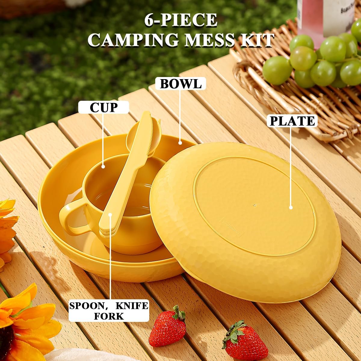 Detalle de Berglander Camping Mess Kit with Bowl, Plate, Cup, Cutlery & Carry Bag