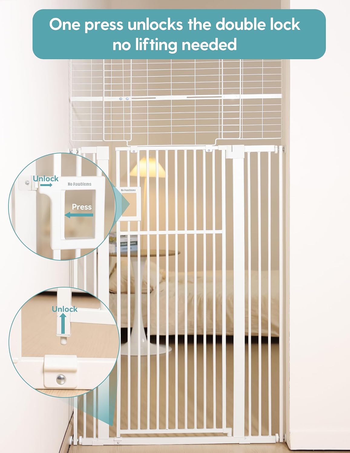 Detalle de No Pawblems Pet Gate 71-inch