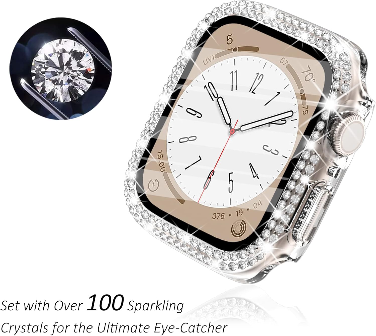 Thumbnail 1 de WINGLE Compatible with Apple Watch 42mm Screen Protector Case (Series 11/Series 10) – Shiny Diamond Tempered Glass, Clear