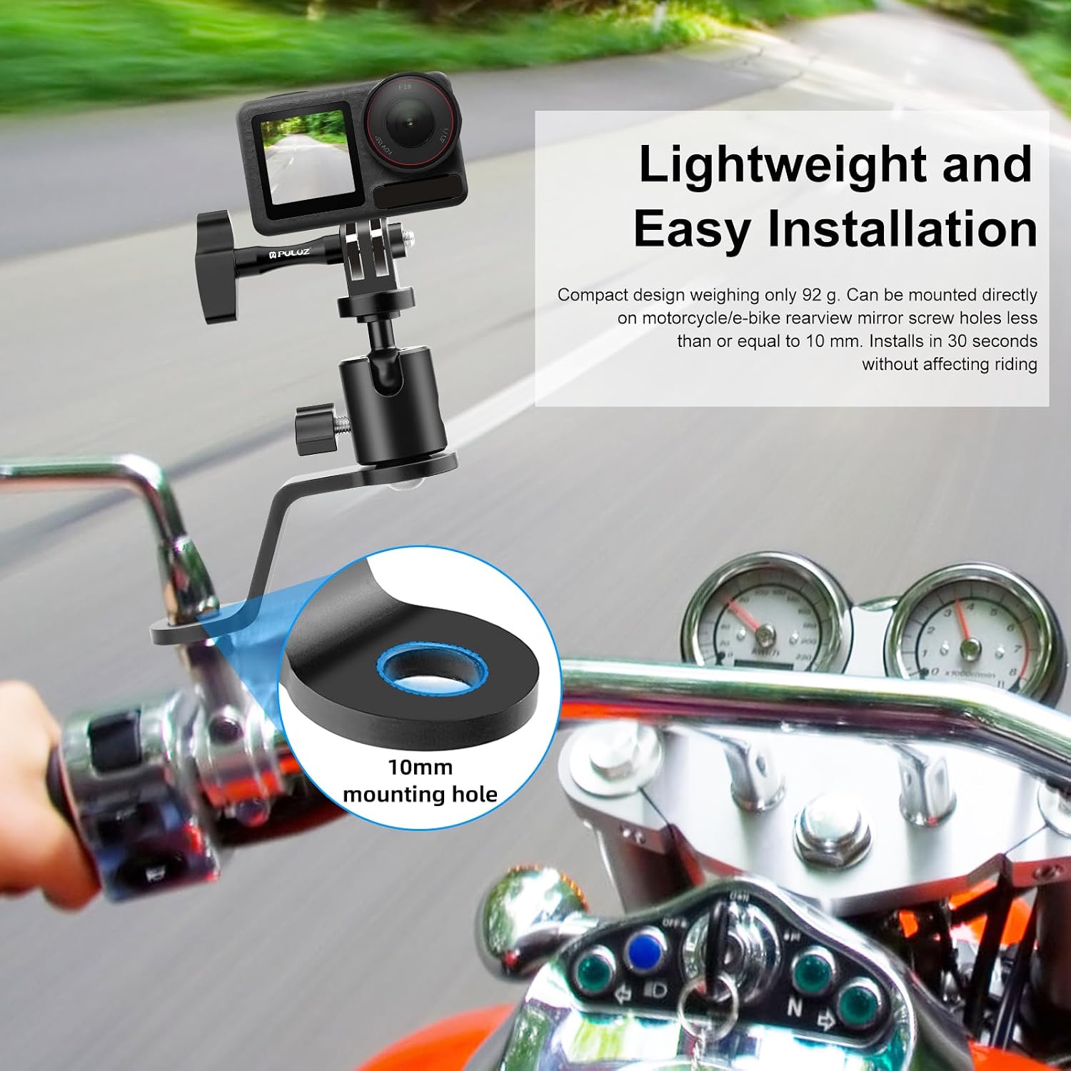 Thumbnail 4 de PULUZ 360° Motorradspiegelhalter für Actioncams
