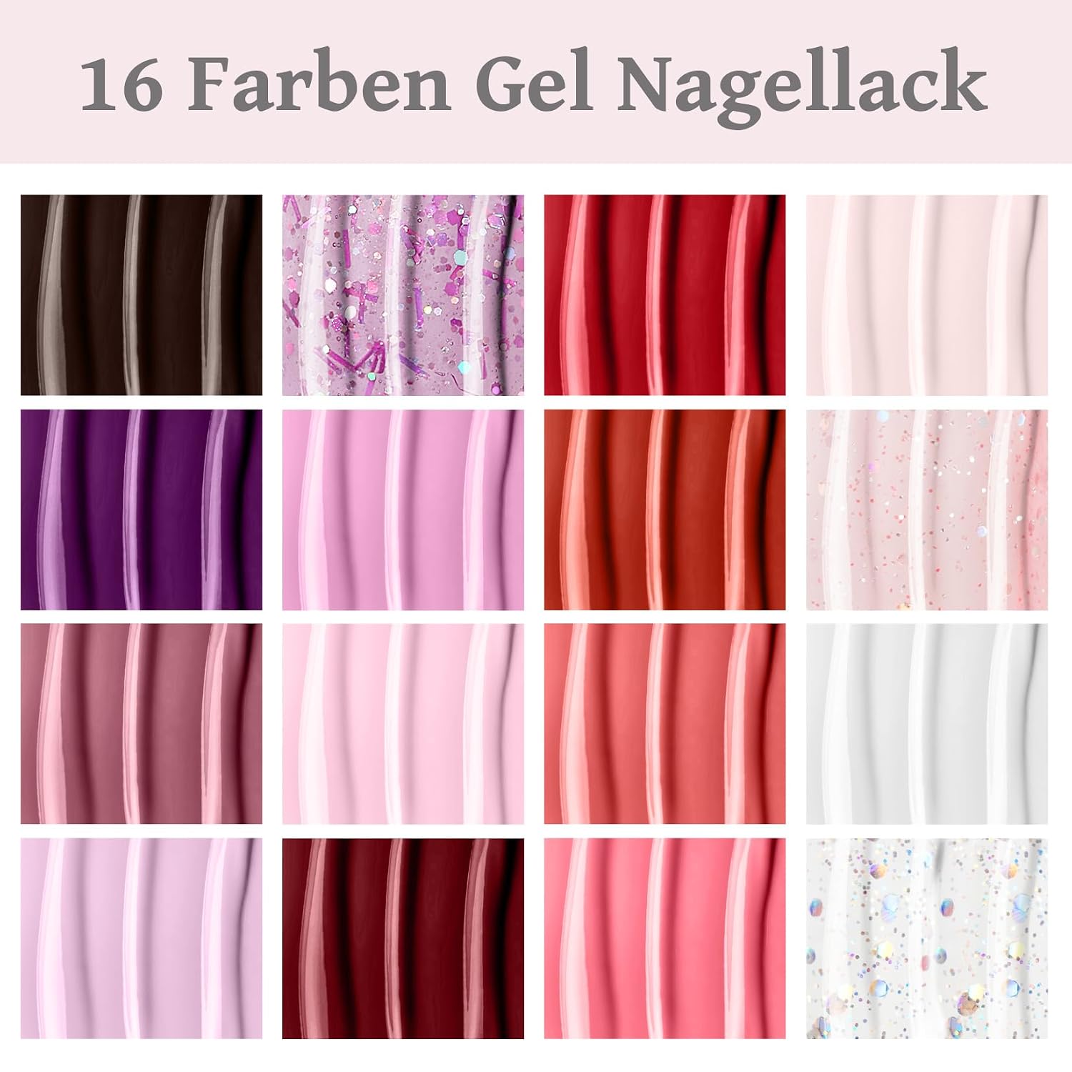 Detalle de VANREESA U V Nagellack Set mit 48W UV/LED-Lampe, 16 Farben – Starterset für Gelnägel zu Hause