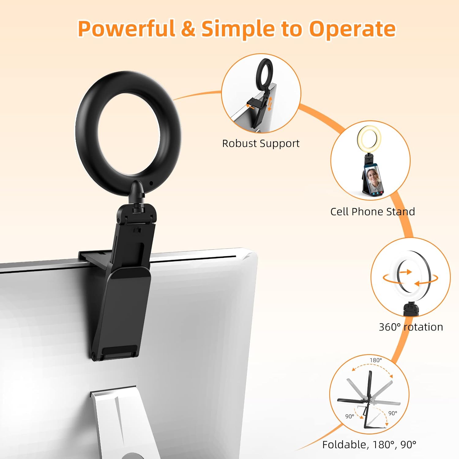 Detalle 2 de 2 Pack 5" Laptop Ring Light with 30 Modes