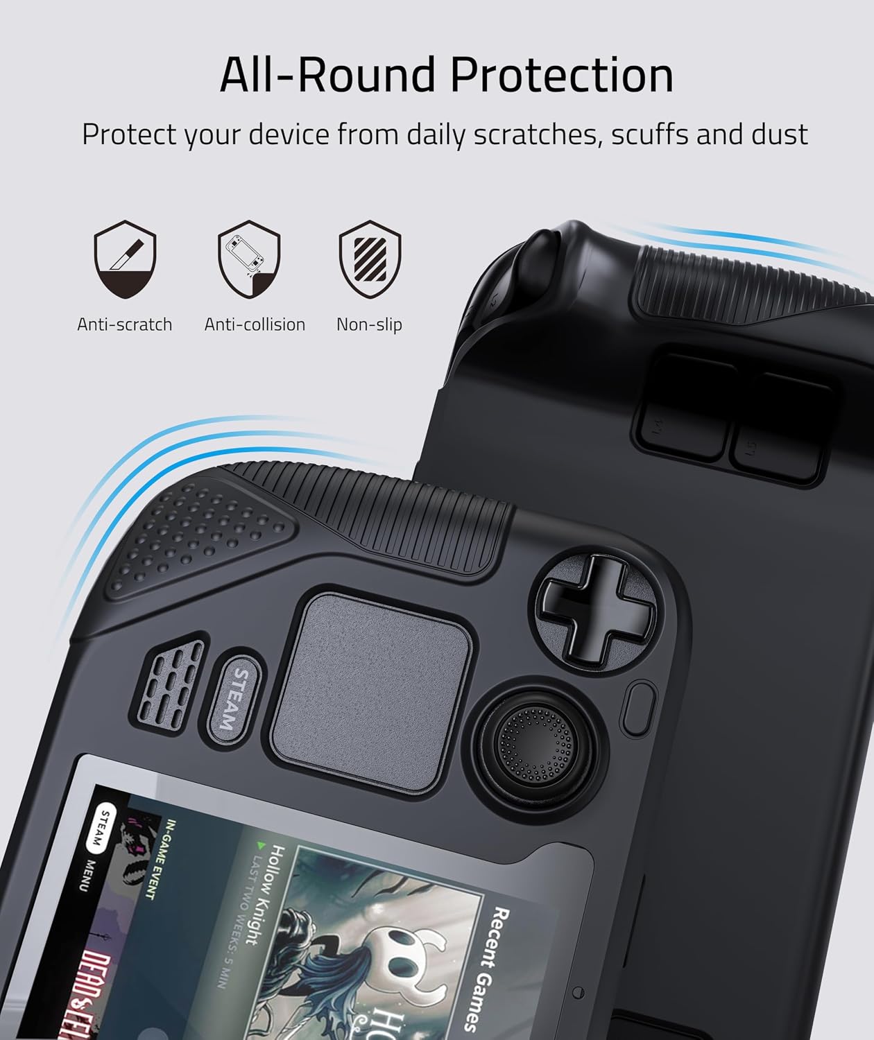 Detalle de Syntech Protective Case for Steam Deck OLED/LCD Accessories Console (Silicone, Non-Slip Thumb Grips) - Black