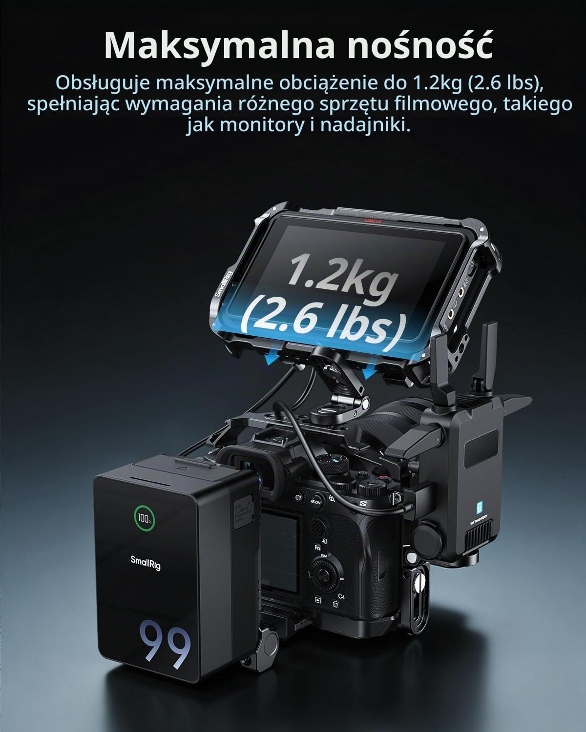 Detalle de SMALLRIG MD5712 – składana miniaturowa płytka montażowa L, udźwig 1,2 kg