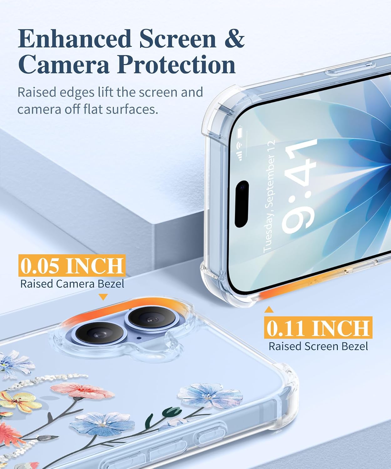 Thumbnail 5 de GVIEWIN 81 iPhone 17 Case, Floral Clear Slim with Screen and Camera Protectors